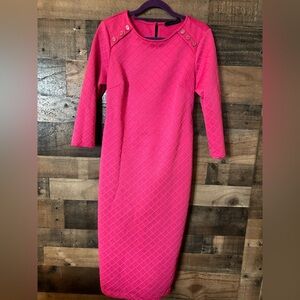 New York & Company Fuchsia Quilted Dress with Shoulder Buttons